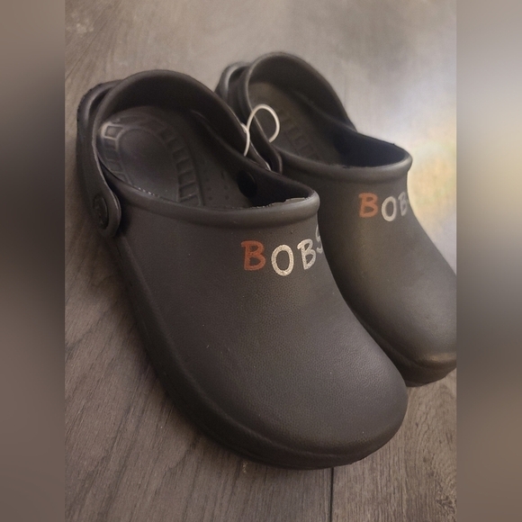 BOBS Skechers Youth Black Crocs Shoes Back Strap - Picture 3 of 5